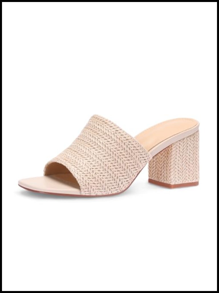 Raffia Platform Heeled Sandals Espadrilles Chunky Block Heel Slip On